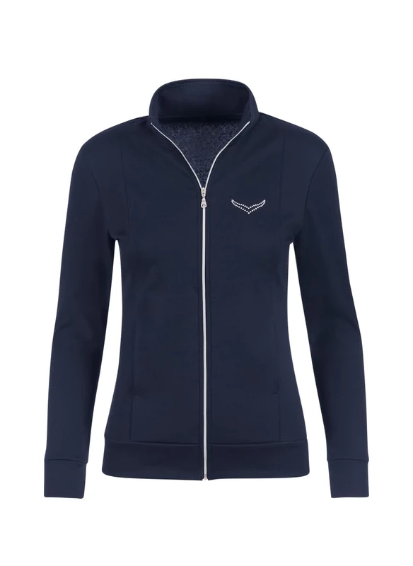 Trigema Women's jacket decorated with crystal stones, navy, XXL