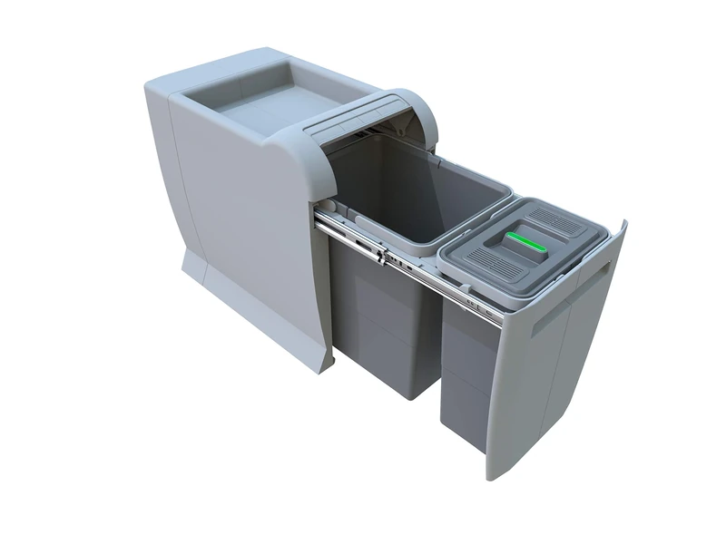 ELLETIPI City PTA 3045 A Differentiated Pull-Out Bin for Base, Grey, 28 x 47 x 44 cm