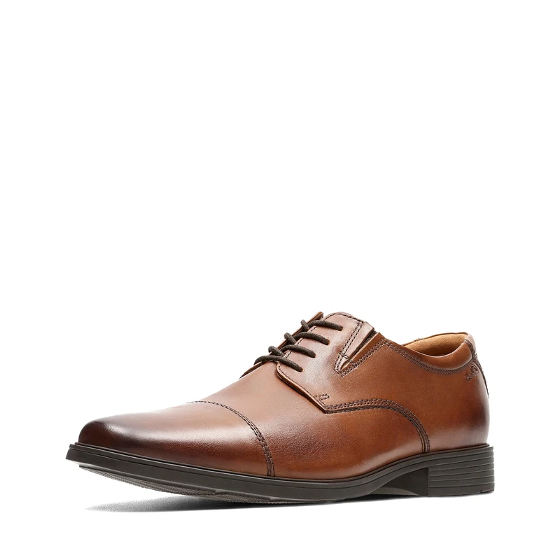 Clarks Men's Tilden Cap Oxford, Dark Tan Leather, 10 UK