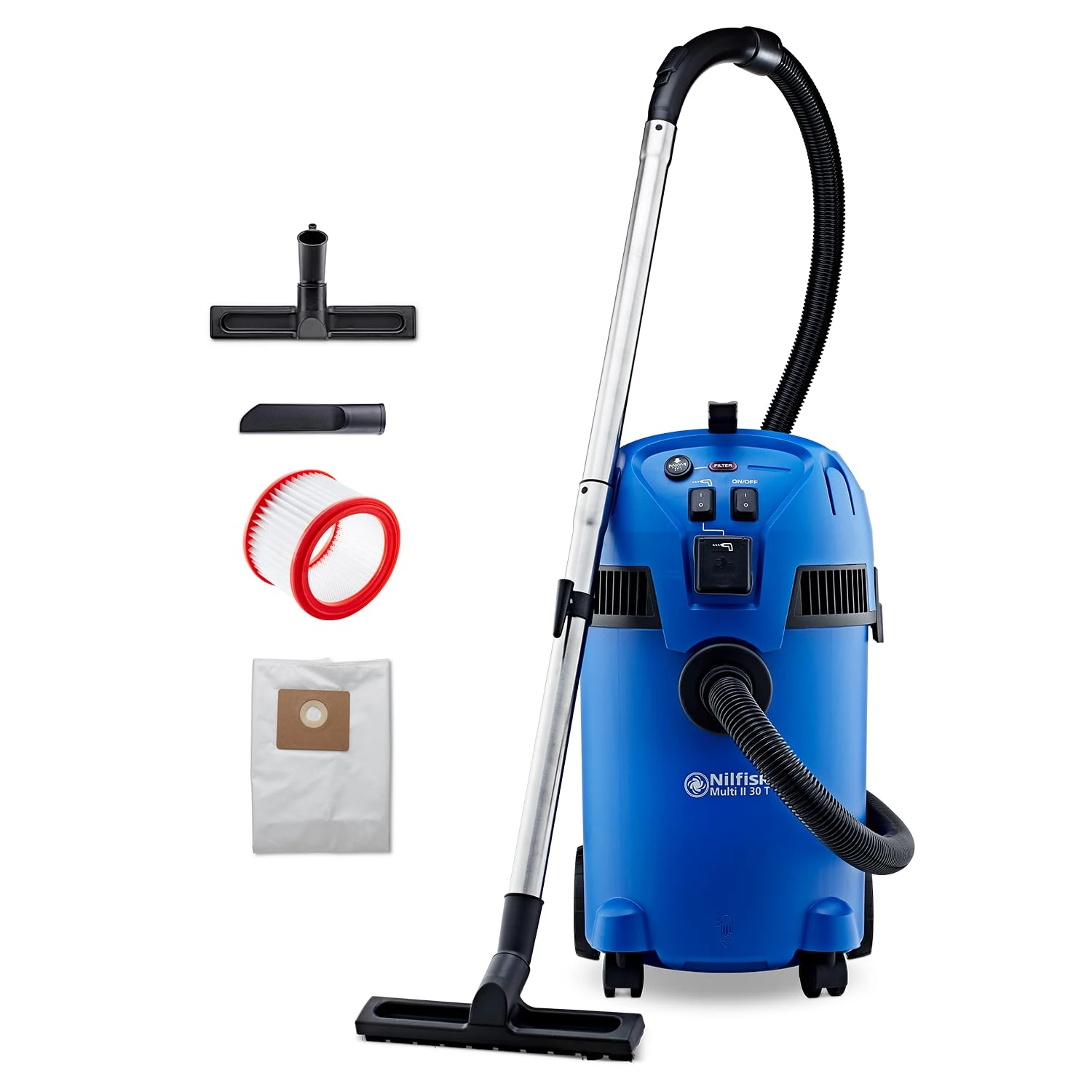 Nilfisk Multi II 30L T Wet and Dry Vacuum Cleaner - Garden Outdoor Hoover - Home & Car Interiors (1400 W)