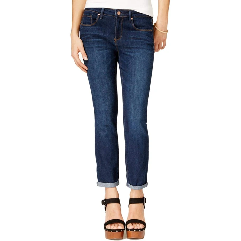 Jessica Simpson Women's Forever Roll Cuff Skinny Crop to Ankle Jean Standard, Royal/Royal, 27W - Image 1