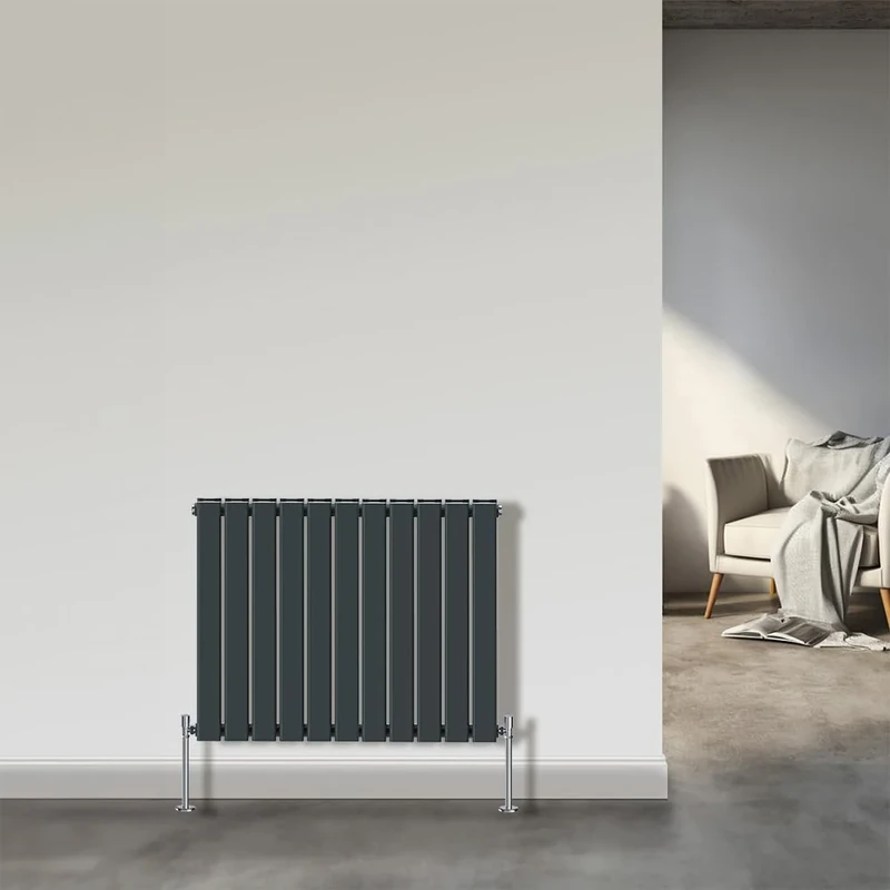 NRG Designer Radiator 600x748mm Horizontal Flat Panel Double Column Bathroom Heater Anthracite Central Heating