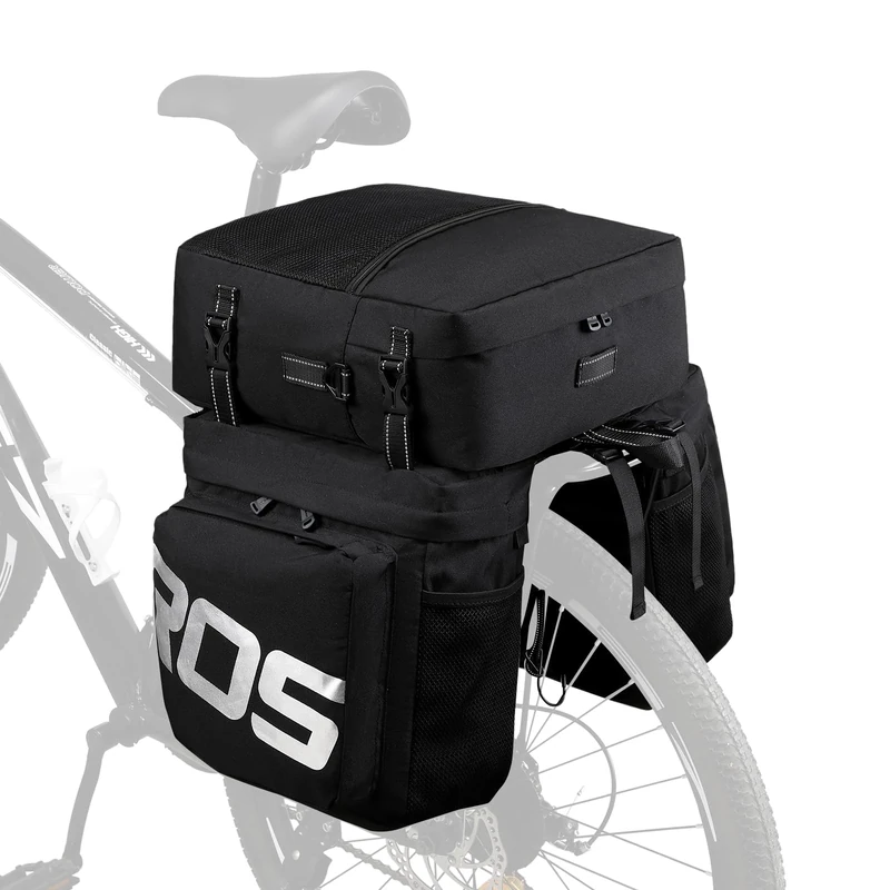 Roswheel 14892 3 in 1 Multifunction Bike Bicycle Rear Rack Panniers Back Seat Cargo Trunk - Black