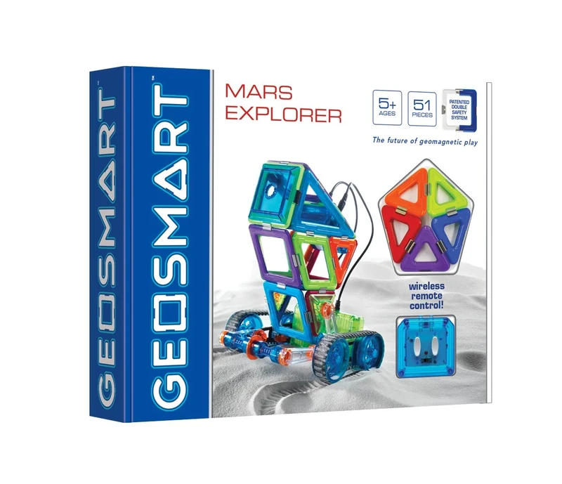 GeoSmart - Mars Explorer, Magnetic Construction Set with Wireless Remote Control and 6 Colour LED Light, 51 pieces, 5+ Years