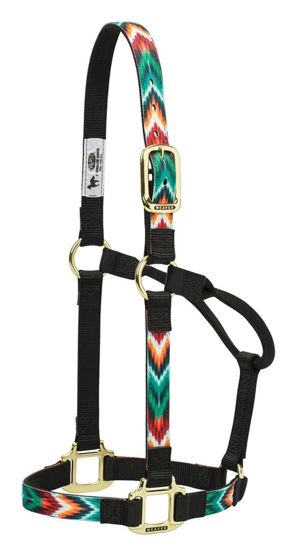 Weaver Leather Chevron Non-Adjustable Nylon Horse Halter, Large, Black/Multi