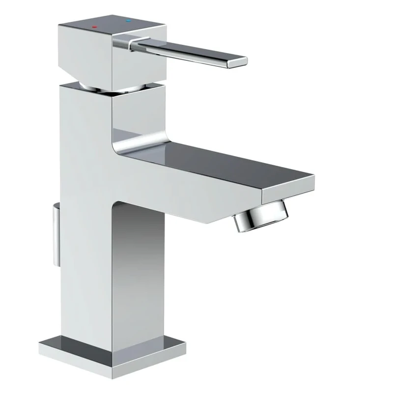 EISL NI075THI Calvino Bathroom Square Basin Mixer Tap with Edged Design Modern Single Lever Bathroom Mixer Tap for Sink Chrome