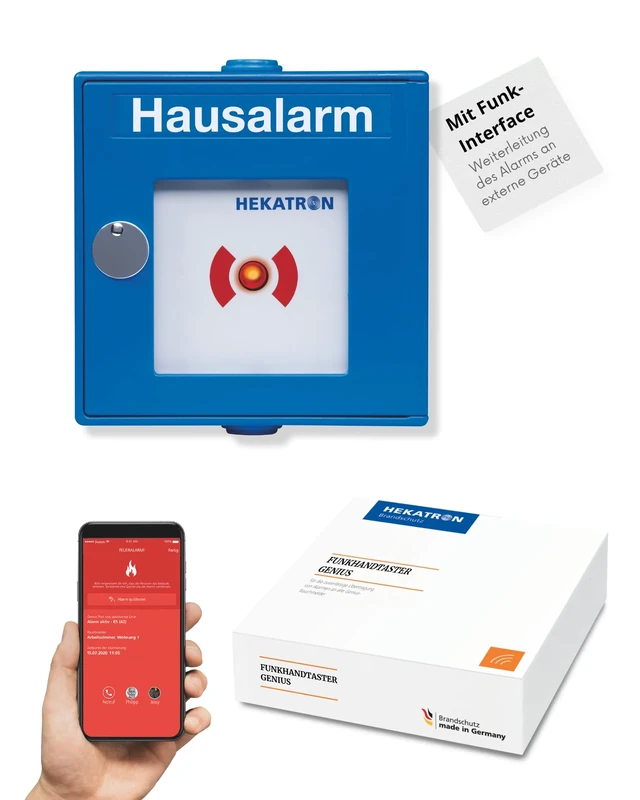 Hekatron Genius Wireless Hand Button for Hekatron Genius Plus X Smoke Detector - Home Alarm - Optional Wireless Networking - Image 1