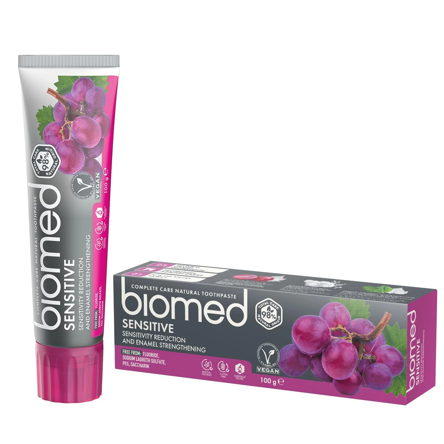 Biomed Sensitive 98% Natural Toothpaste | Sensitivity & Enamel Strengthening | Red Grape Seed Extract, Vegan, SLES Free 100g