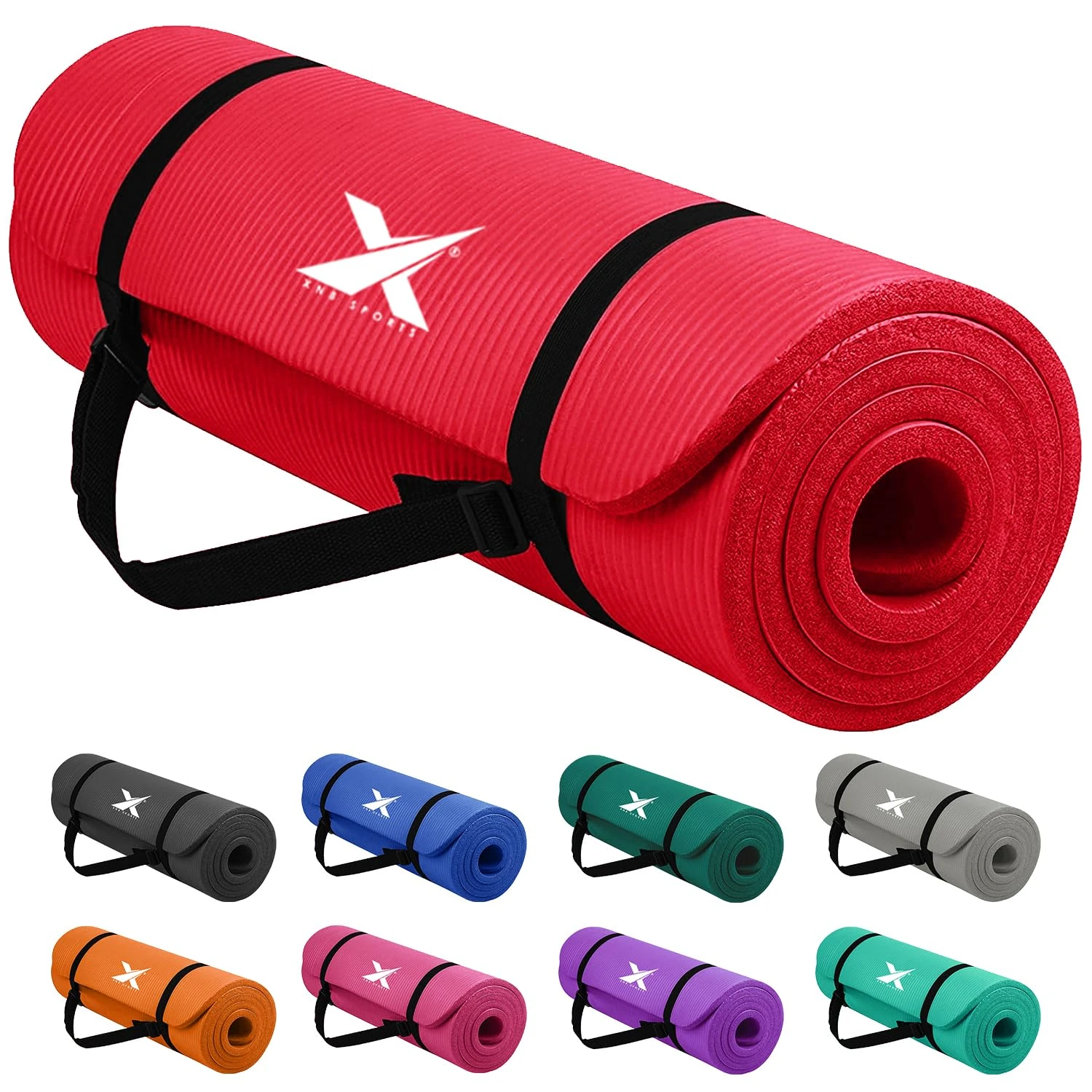 Xn8 Sports Yoga mat 15mm Thick NBR Exercise Mat - Non-Tearable Pilates Mat with Extra Carry Strap- Lightweight Yoga Mats for Women Men for Aerobics, Lunges, Planks Indoor & Outdoor 61x20x1.5 cm