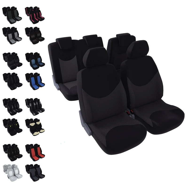 DBS Car/Auto Seat Covers - 5 Seats - Black - Universal - Non-Slip - Washable