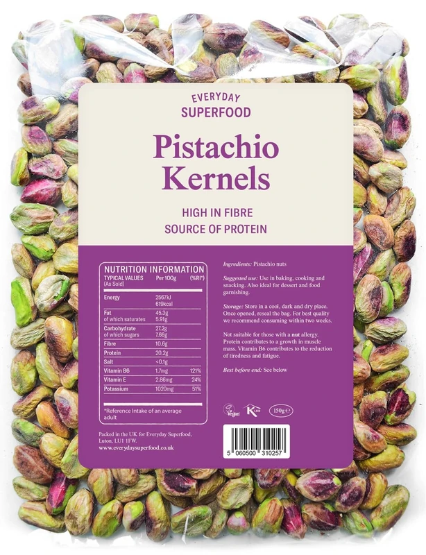 Everyday Superfood Raw Pistachio Kernels 150g | Certified & Tested for Low Aflatoxin | No Shell, No Salt, No Hidden Oils