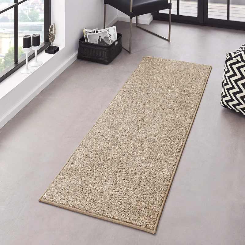 Hanse Home Pure Rug - Living Room Rug Dense Short Pile Robust Bedroom Rug Plain Modern for Dining Room, Living Room, Children's Room, Hallway, Bedroom, Kitchen - Taupe Cream, 80 x 200 cm