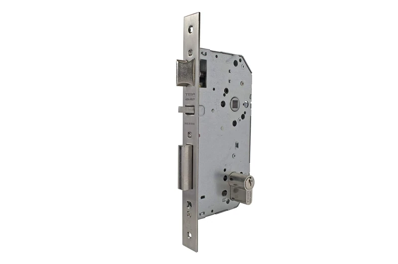 tesa 2030503535AI 2030 Embutir Lock for Wooden Doors 2036 Series, Grey (Stainless), Entrada 60mm / Frente Cuadrado