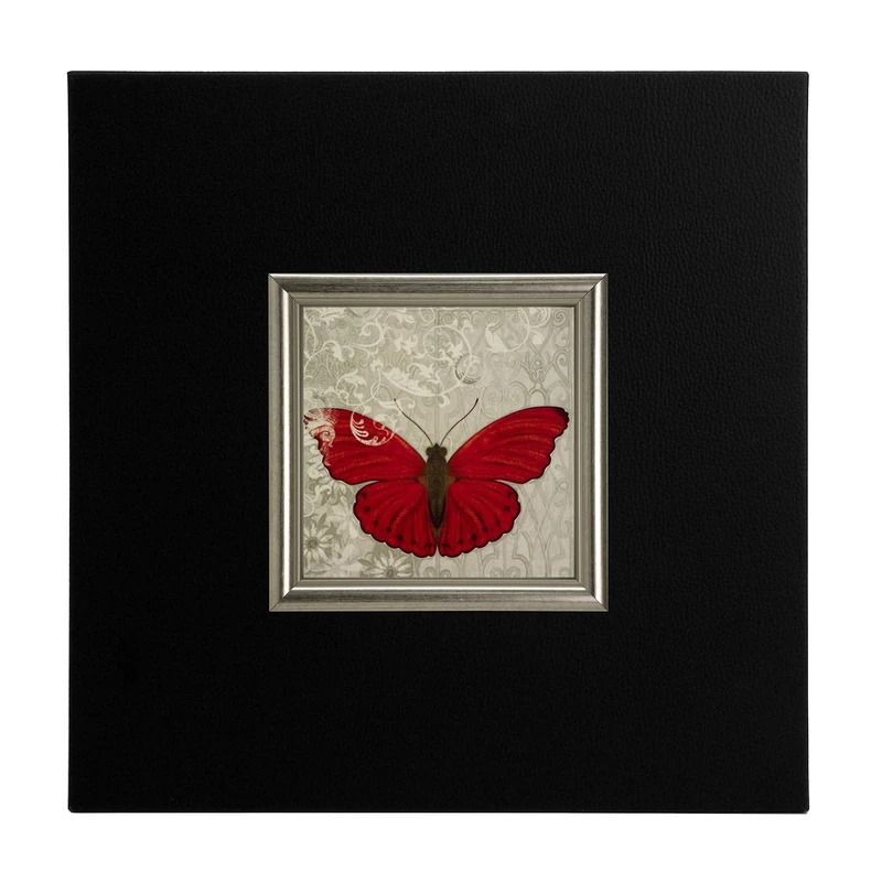 ERGO-PAUL IGP5455 E1 80CZ6 40x40x1,5 Red Butterfly I Paper/Eco Leather/Wood, Black, 40 x 40 x 1.5 cm