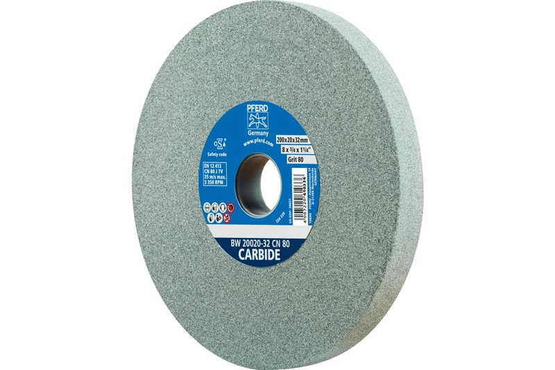 PFERD Carbide Abrasive Disc, 200 x 20 x 32, SiC 80, 39008438 - Soft, Aggressive Sanding Disc for Hard Materials, e.g. Carbide, with Reducing Sleeves (25/20/16 mm)
