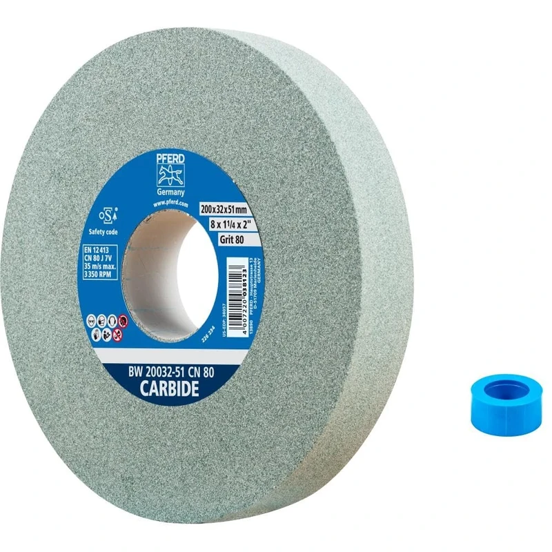 PFERD Tools Carbide Grinding Disc 200 x 32 x 51 mm, SiC 80, 39009728 - Soft, Aggressive Grinding Wheel for Hard Materials, e.g. Carbide, with reducing Sleeve (32 mm)