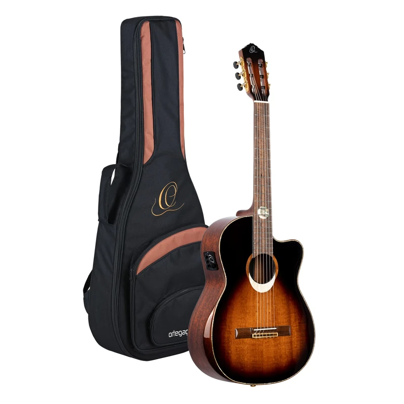 Ortega Guitars Classical Guitar Electro-Acoustic – Slim Neck – The Private Room Series – Including Gig Bag – Mahogany, Multicolour (ECLIPSESU.C/E)