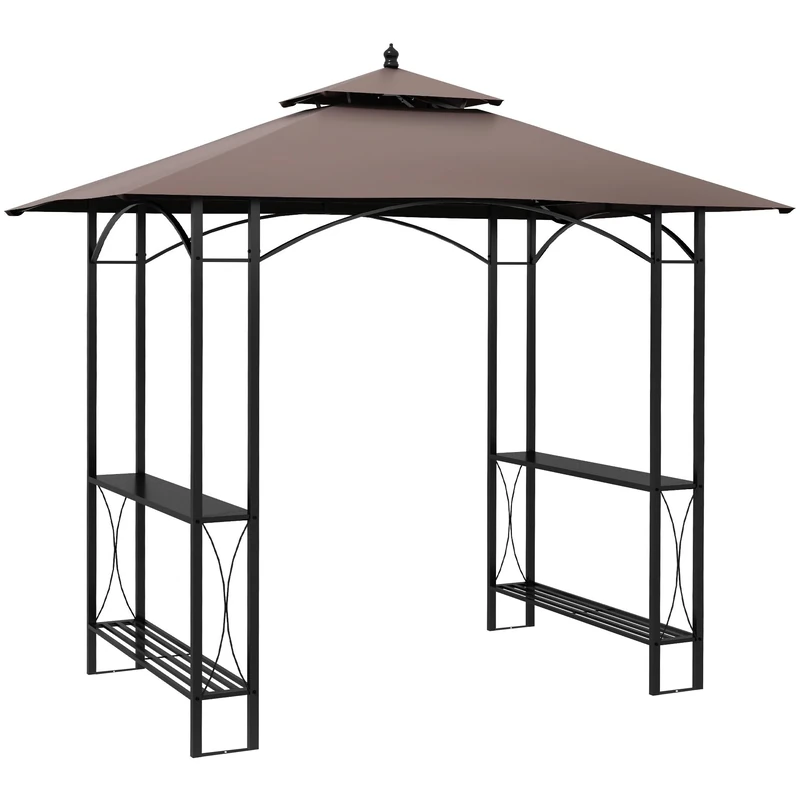 Outsunny 2.5 x 1.5m BBQ Tent Canopy Patio Outdoor Awning Gazebo Party Sun Shelter - Coffee