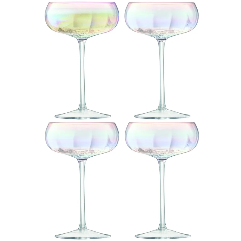 LSA International Pearl Champagne Saucer 300ml Mother of Pearl | Set of 4 | Mouthblown & Handmade Glass | Hand Painted | PE05 - Image 1