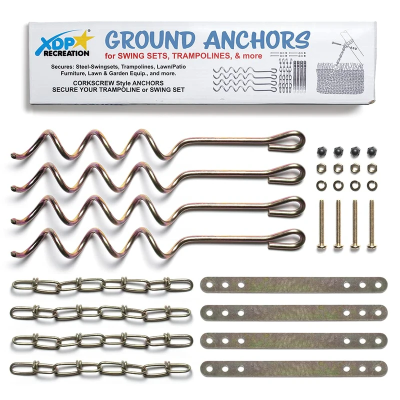 XDP RECREATION 70113 Swing Set, Trampoline, & Patio Furniture Metal Ground Anchor Kit Hardware,Bronze