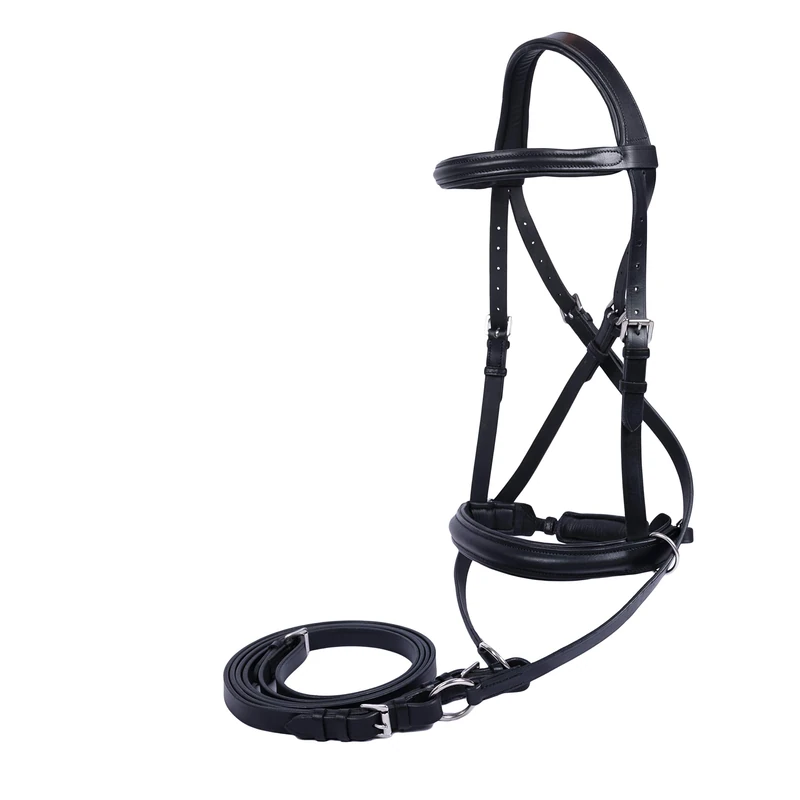 Wonder Care Genuine English Leather Crossover | Crossunder Bitless Horse Bridle Headstall with Reins