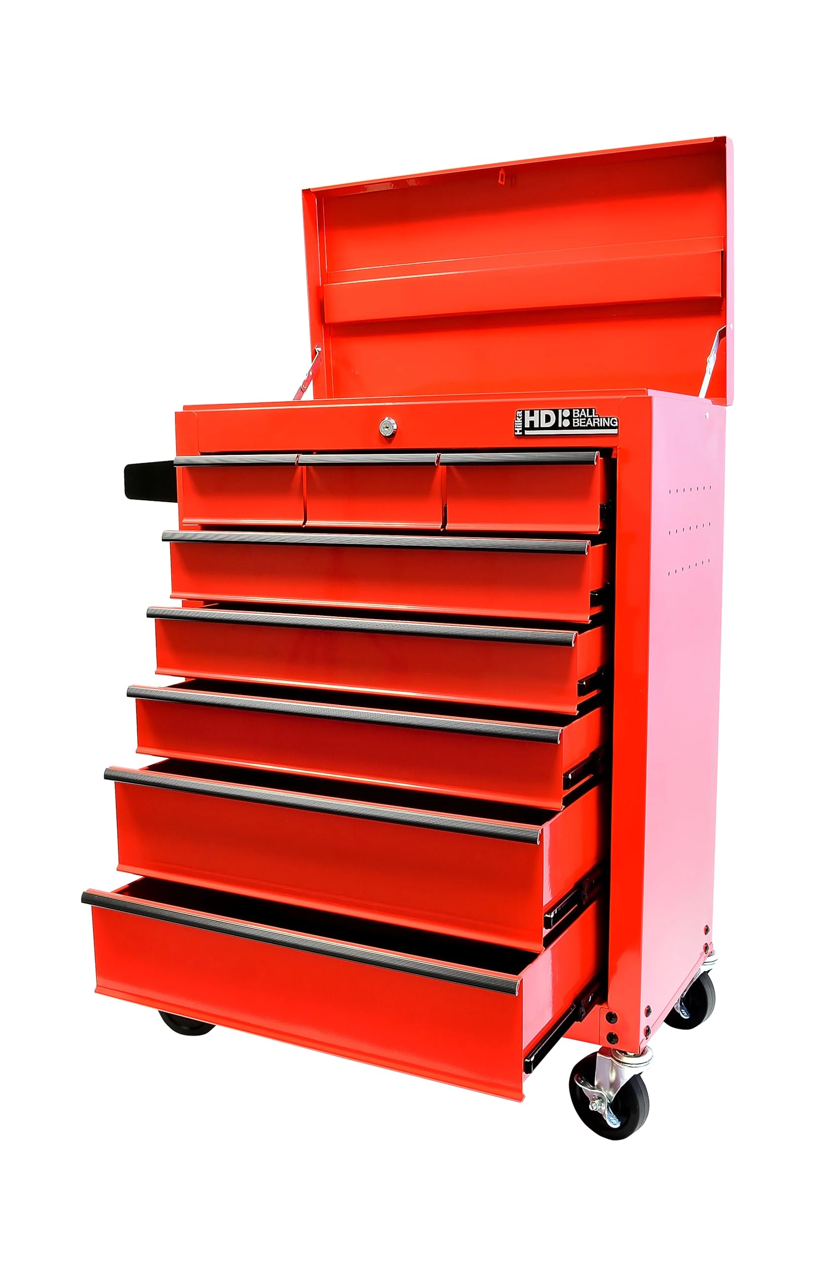 Hilka Tools G301T8BBS Heavy Duty 8 Drawer Trolley with Lid Storage Bbs - Red 33v x 67.8 x76.6