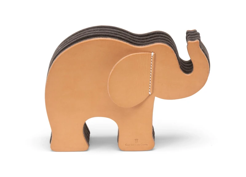 Graf von Faber Castell 118858 Elephant M GvFC Natural Leather with 12 Polychromo Colouring Pencils