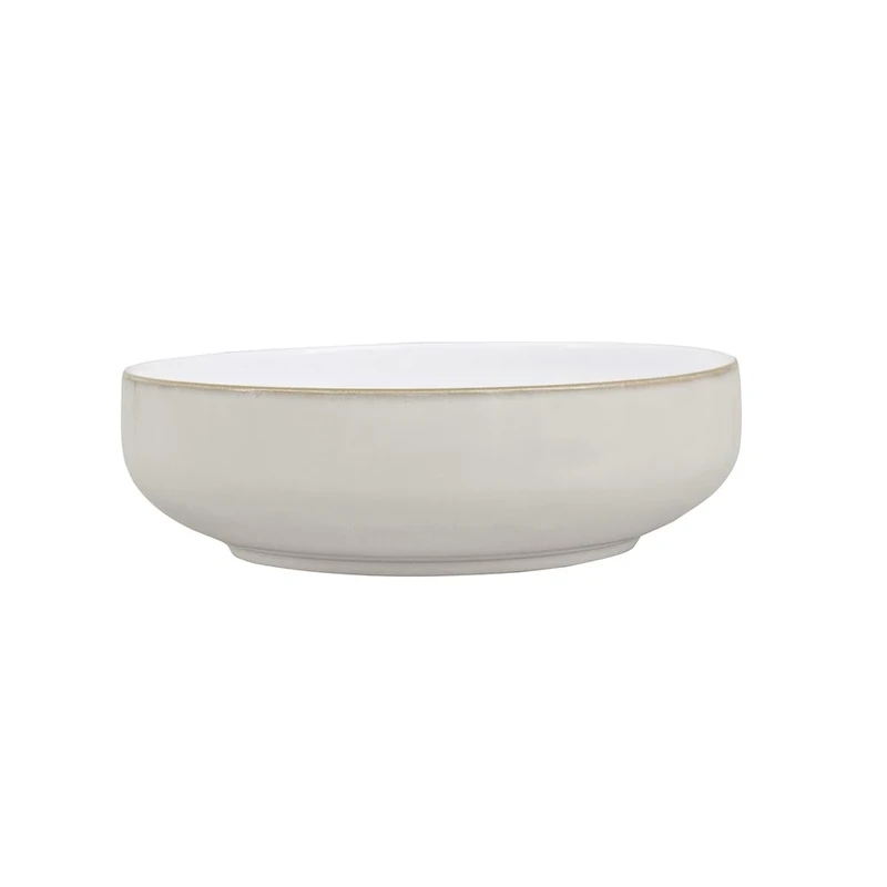 Denby - Natural Canvas Large Serving Bowl - Dishwasher Microwave Safe Crockery 2L, 24.5cm - Beige, White Ceramic Stoneware Tableware - Chip & Crack Resistant, Cream