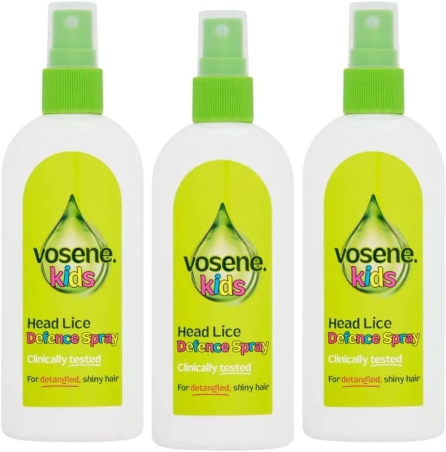 THREE PACKS of Vosene Kids Conditioning Defence Spray 150ml, Clear