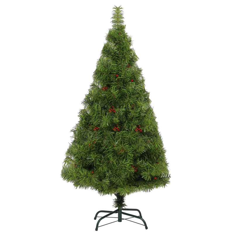 Shatchi 7ft 210cm Elegant Desiner Green Bushy Christmas Tree Boulder Pine with Berry Xmas Festive Decoration