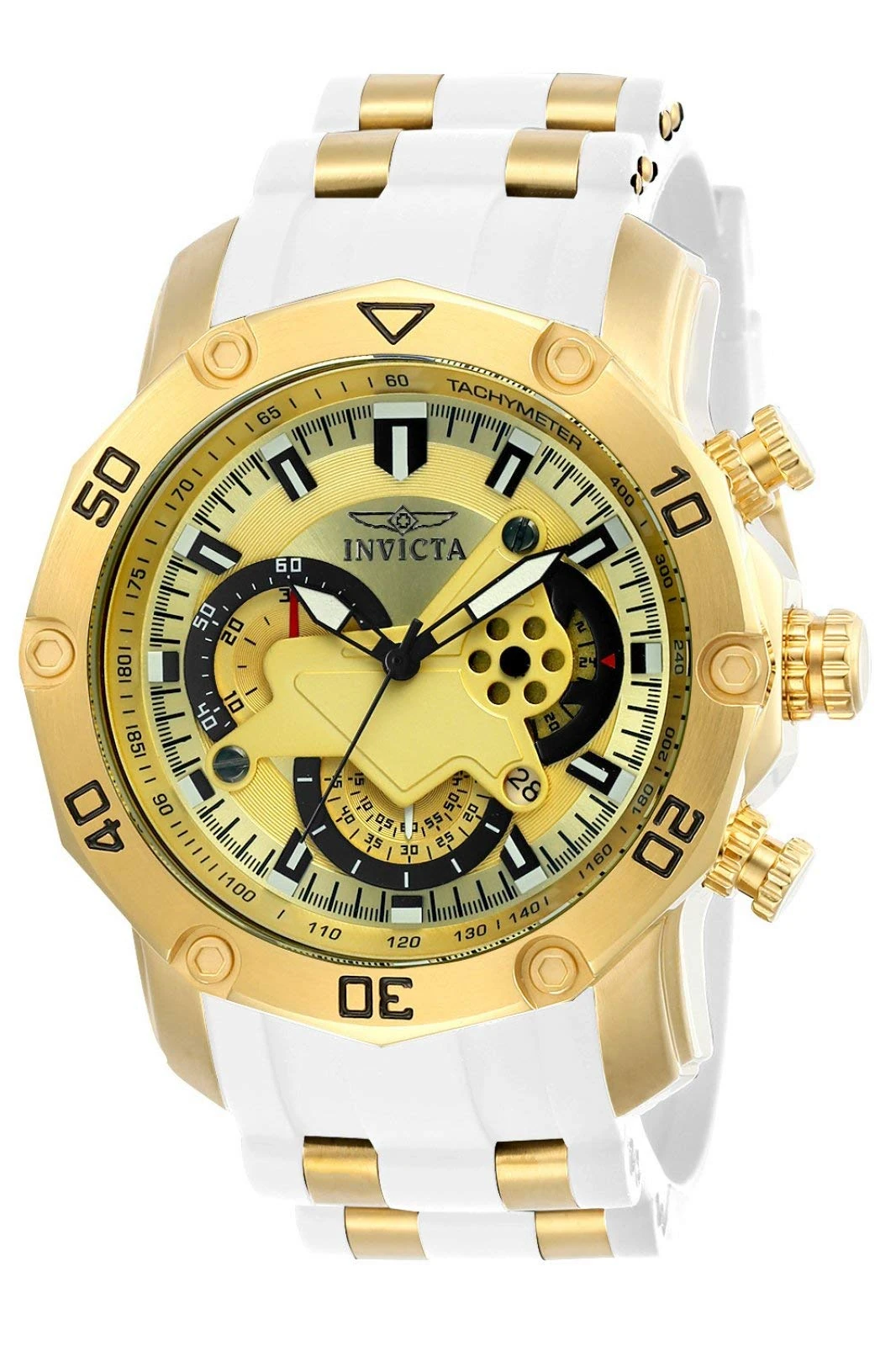 Invicta Pro Diver - SCUBA 23424 Men's Watch - Waterproof - Analogue - Quartz Movement - stainless steel with gold dial - 50mm