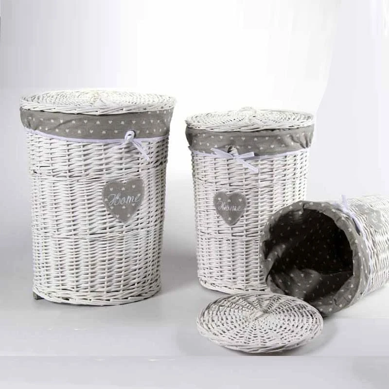 SET 3 ROUND WINE BASKET DECORATION HEART H55/47/39 CM - Image 1