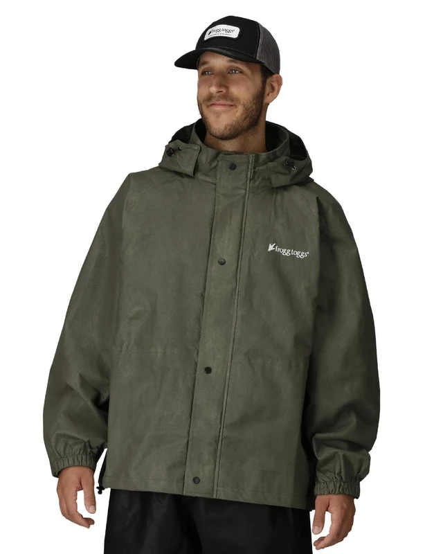 FROGG TOGGS Men's Signature Bull Frogg Waterproof Breathable Rain Jacket, Stone, L