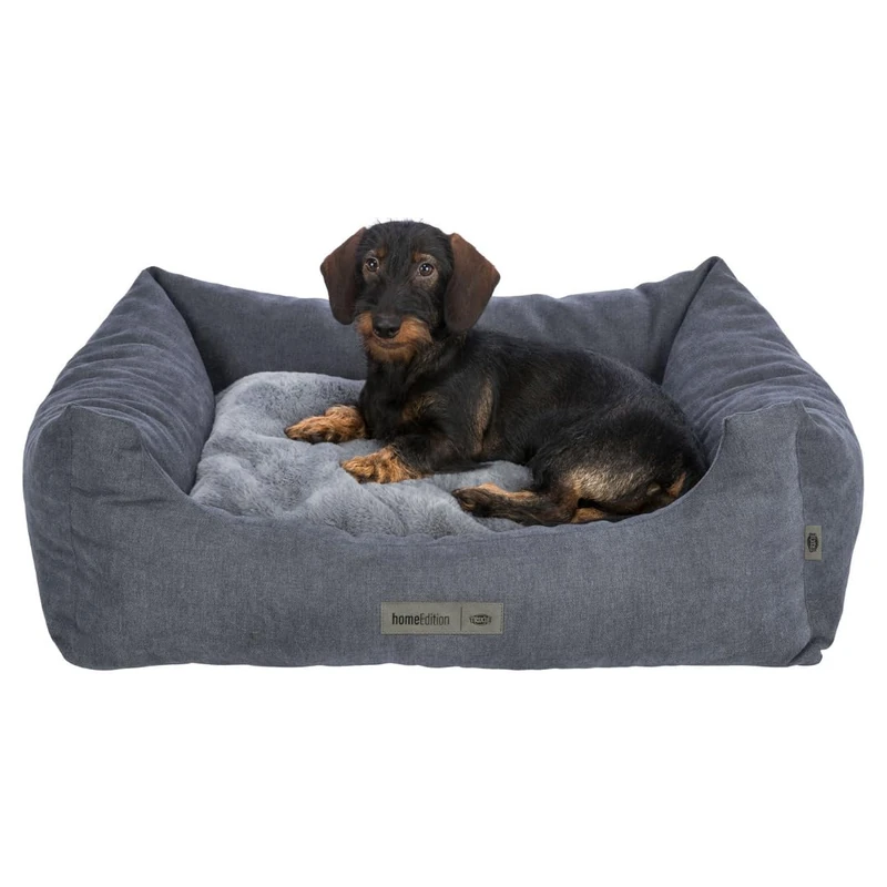 TRIXIE dog bed Liano 80 × 60 cm in grey - soft dog cushion with foam flake filling - dog basket for large dogs - non-slip and washable - 37981