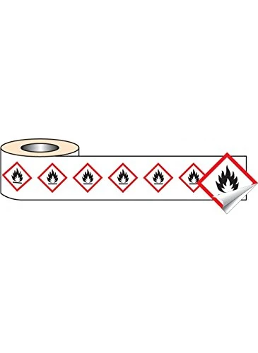 Caledonia Signs 58142 GHS Label, Flammable, 250 S/A, 50 mm x 50 mm