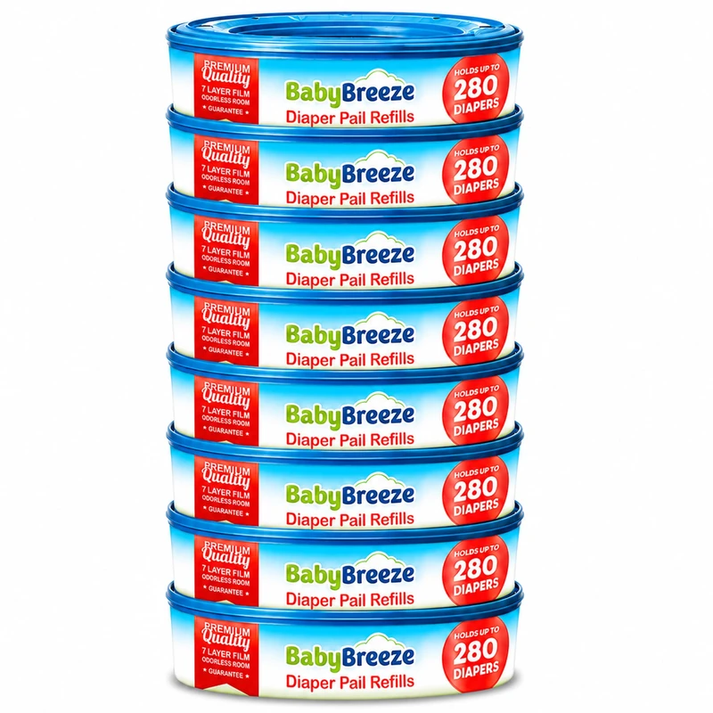 BabyBreeze Diaper Pail Refills Bags for Diaper Genie - 2240 Count (8-Pack)