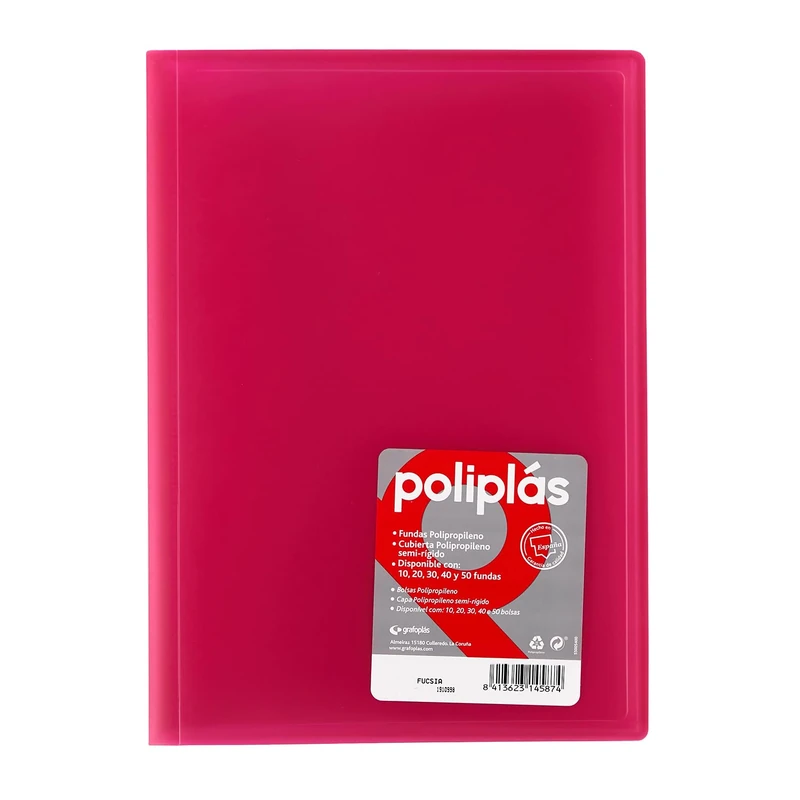 Grafoplas - Folder, Folio Size, PP, Translucent Polyplast, PP Caps 30 Pink