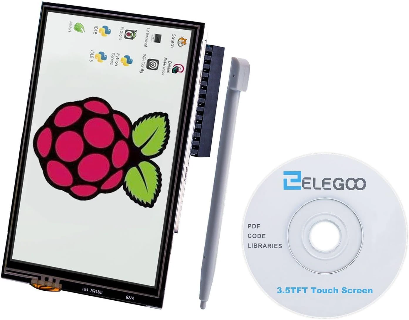 ELEGO0 3.5 Inch LCD Raspberry Pi Touch Screen, 480x320 TFT Display for Raspberry Pi A, A+, B, B+, 2B, 3B, 3B+,3A+,4B, 5B, Zero, Zero W, and Zero 2 W, SPl interface with Touch Pen SC06