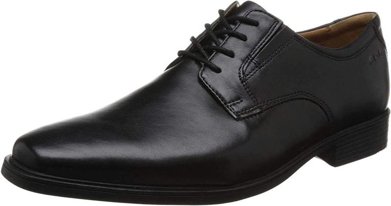 Clarks Men's Tilden Plain Oxford Flat, Black Leather, 10 UK Wide