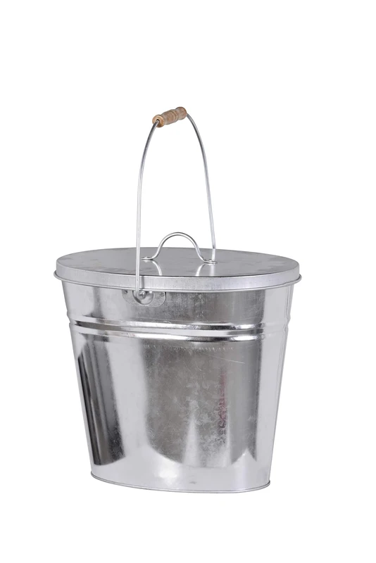 Firefix 2088/1 Multi-Purpose Bucket Capacity Approx. 15 litres with Lid and Wooden Handle, Galvanised Sheet Steel 340 x 230 x 300 (WxDxH)