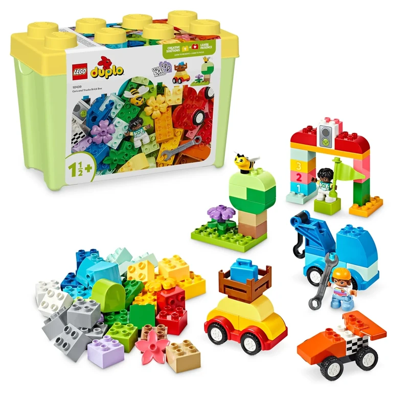 LEGO DUPLO Classic Cars and Trucks Brick Box - Educational Toy for 1+ Year Old Boys & Girls - Toddler Learning Toy incl. 1-2-3 Bricks, 2 Figures and 3 Wheelbases - Gift Idea - 10439