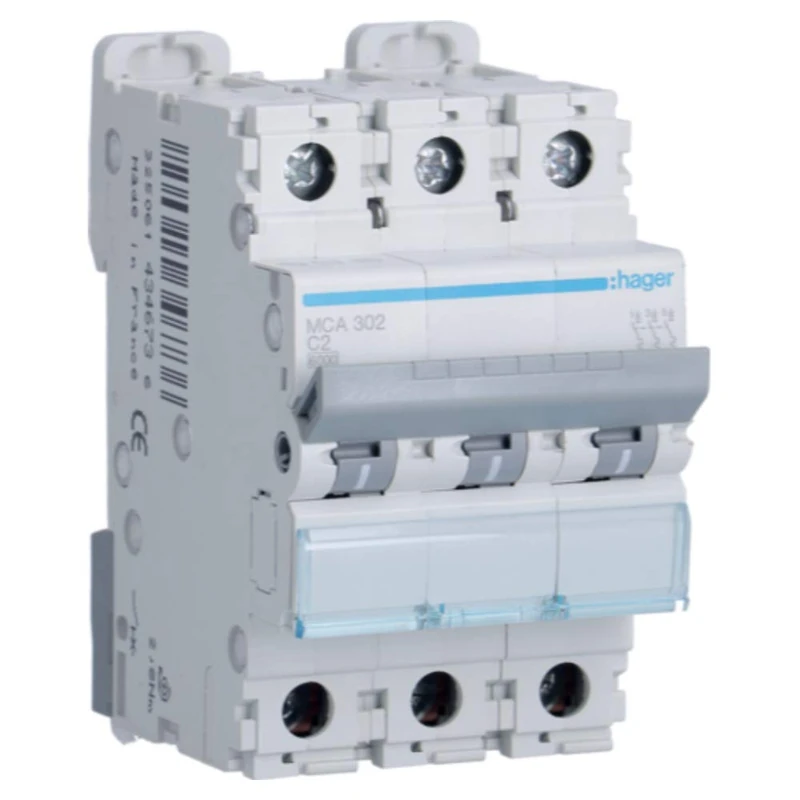 Hager m Series - Automatic magnetothermal -m Curve-c 6ka 3-Pole 2a