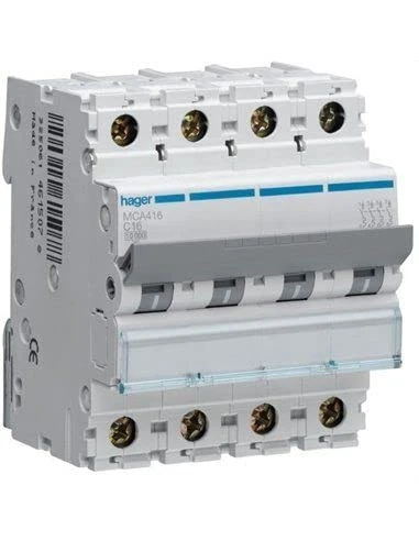 Hager M Series – Automatic magnetotérmico – M curva-c 6 KA 4 Poles 0.5 A