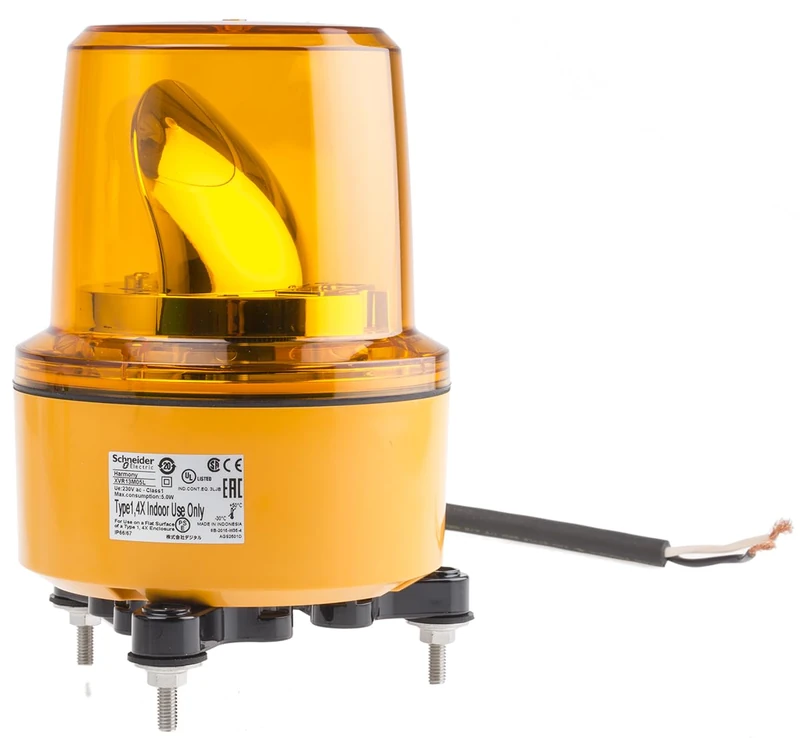 Schneider Electric - Harmony XVR Rotating Beacon, Ø130, Without Buzzer, 230V AC, XVR13M05L, Orange