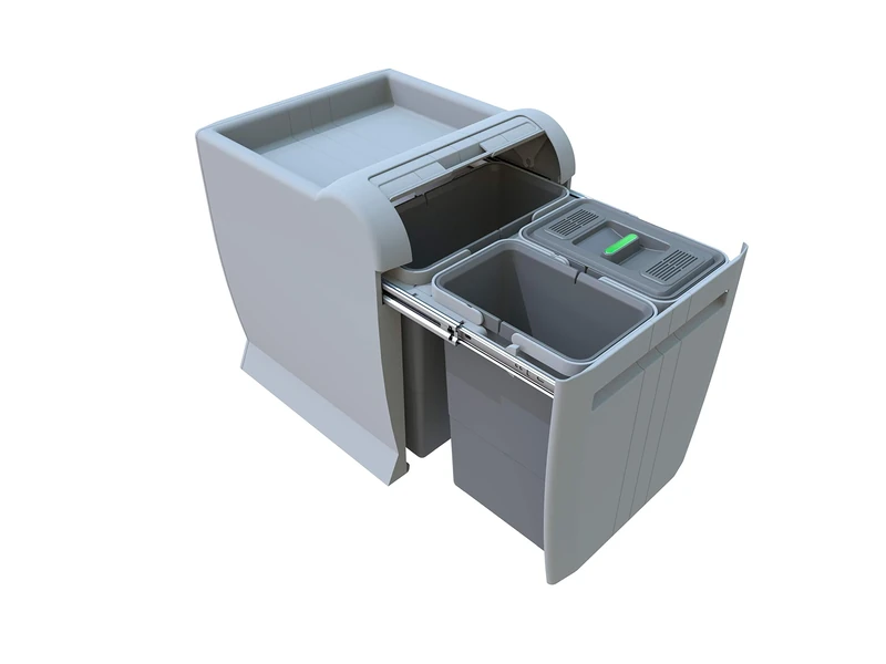 elletipi City PTA 4040B Pull-Out Waste Bin for Base, Grey, 35 x 42 x 44 cm