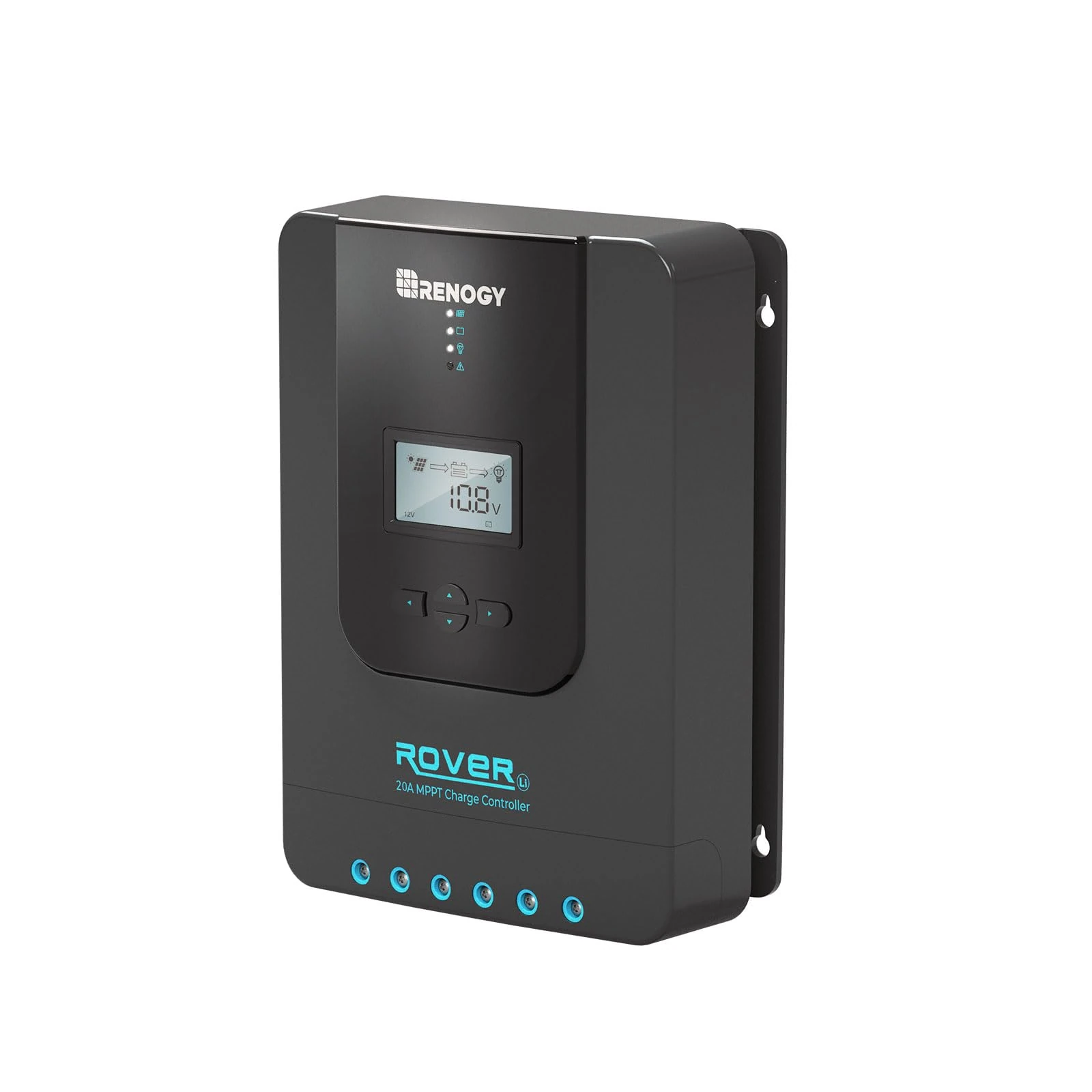 Renogy MPPT Charge Controller 20A, 12V/24V DC 20 Amp Input MPPT Charge Controller Auto Paremeter Adjustable LCD Display Solar Panel Regulator for Gel Sealed Flooded and Lithium Battery, 20A, Black