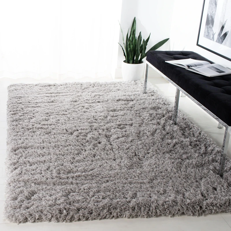 Safavieh Shag Rug for Living Room, Dining Room, Bedroom - Polar Shag Collection, Short Pile, in Silver, 122 X 183 cm