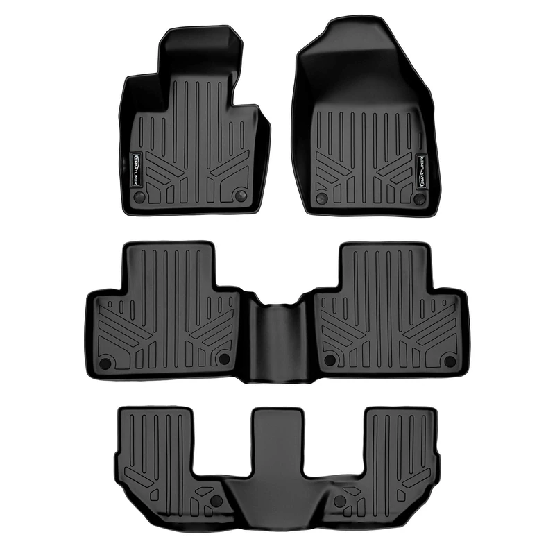 MAX LINER A0223/B0223/C0223 Custom Fit Floor Mats 3 Row Liner Set Black for 2016-2019 Volvo XC90 - No Plug-in Hybrid Models