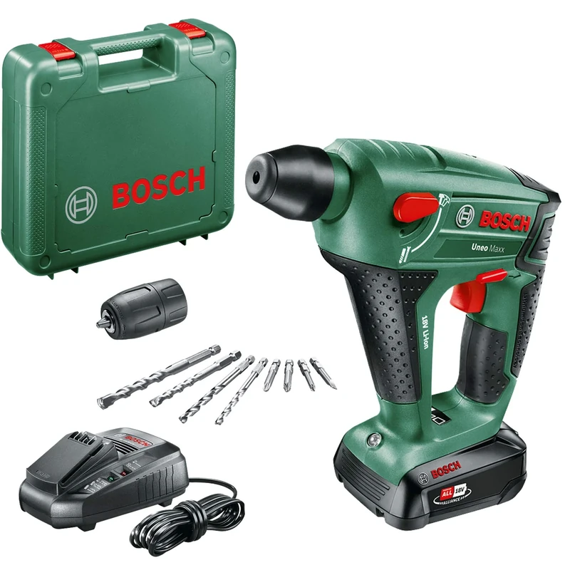 Bosch Home and Garden 060395230F UneoMaxx Cordless Rotary Hammer (1 Battery Pack, 18 V System, In a Case)