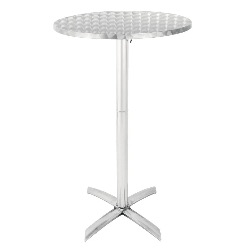 Bolero Flip Top Poseur Table Stainless Steel - Classic Pattern with Lightweight Aluminium Base & Resistance to Corosion - 1050mmx600mm